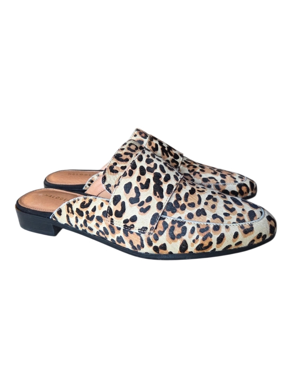 Halogen Violet Leopard Print Calf Hair Mules Size 8 - Picture 1 of 8
